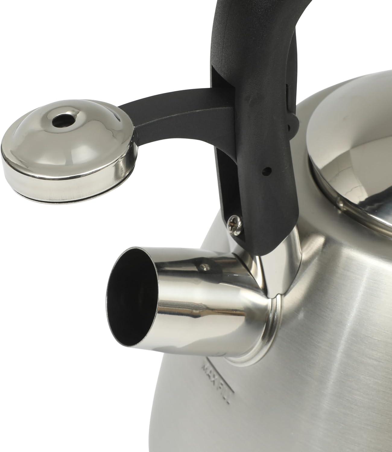 image:imageMr Coffee Armidale 25QT Whistling Tea Kettle Large Brushed Stainless Steel Kettle for Stovetop Durable FastBoil Tea PotBrushed Satin Hartbay