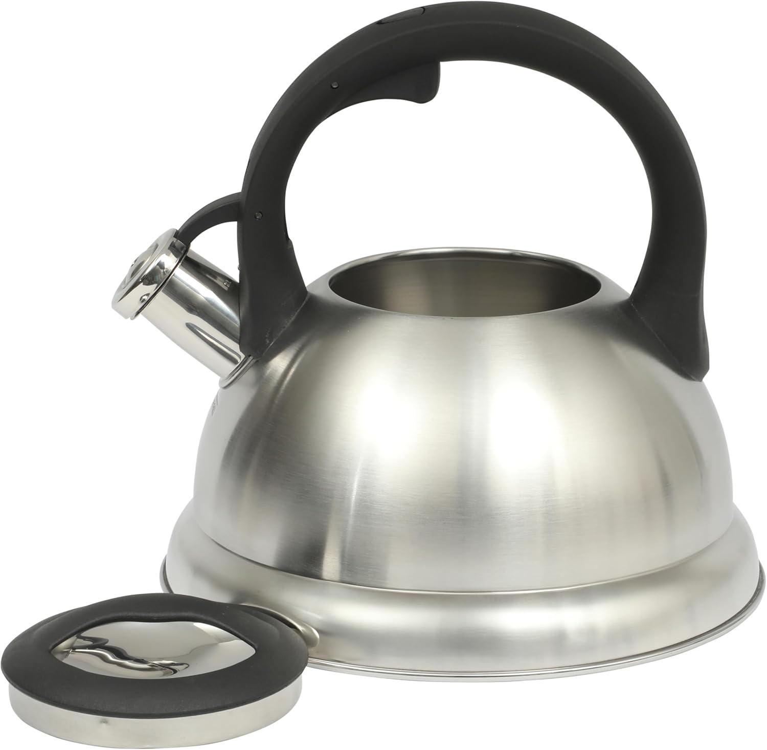 image:imageMr Coffee Armidale 25QT Whistling Tea Kettle Large Brushed Stainless Steel Kettle for Stovetop Durable FastBoil Tea PotBrushed Satin Hartbay