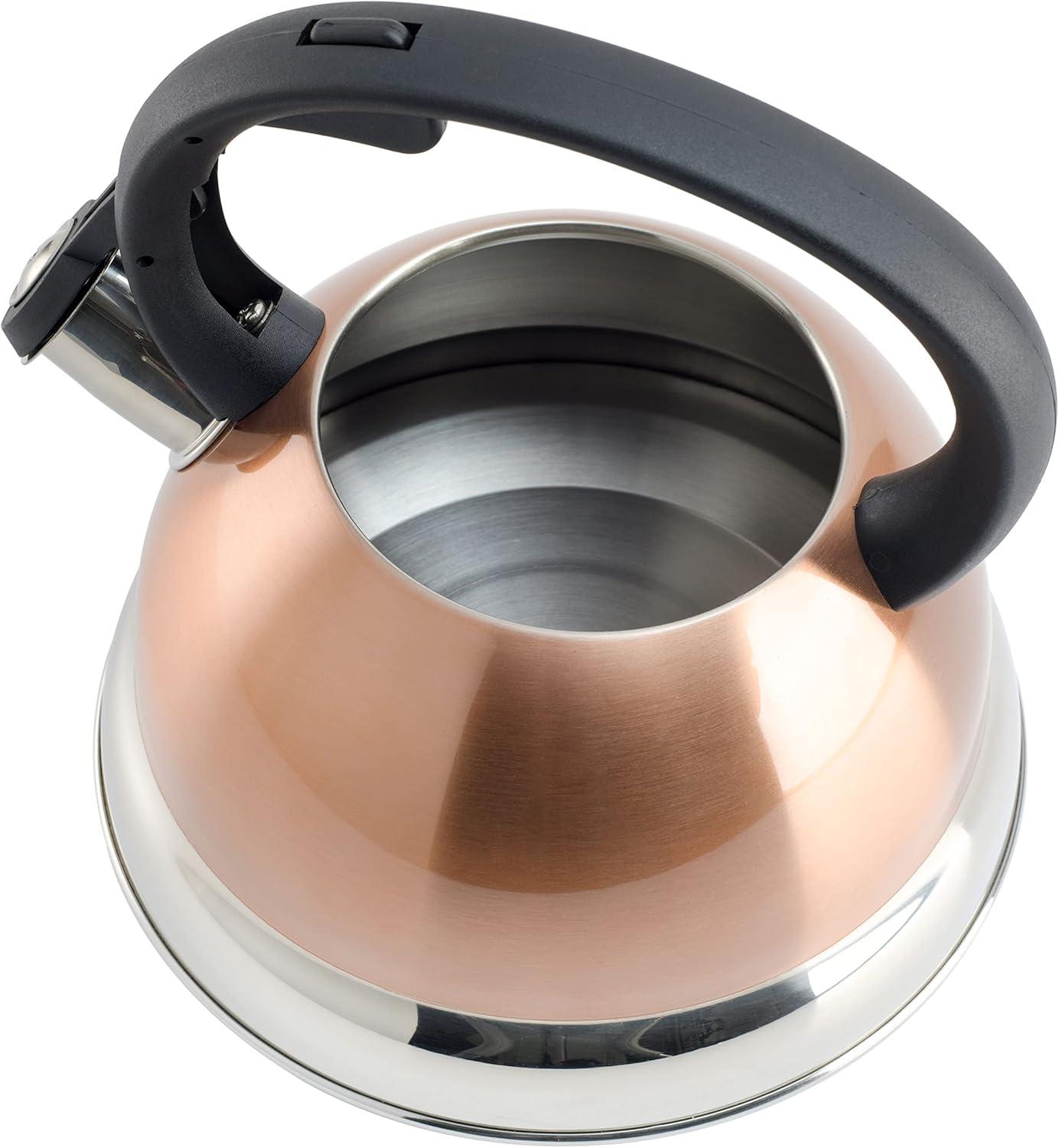 image:imageMr Coffee Armidale 25QT Whistling Tea Kettle Large Brushed Stainless Steel Kettle for Stovetop Durable FastBoil Tea PotCopper