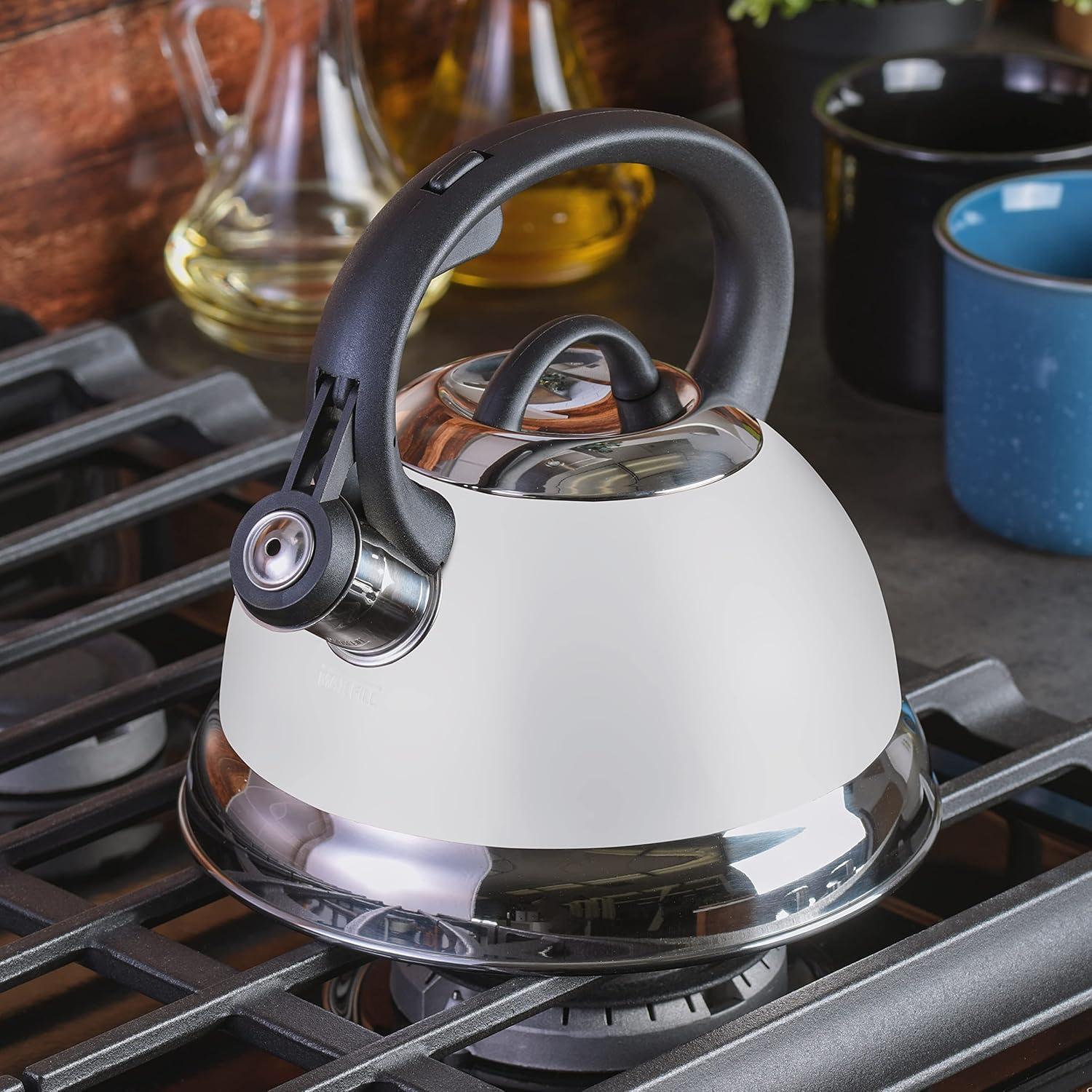image:imageMr Coffee Armidale 25QT Whistling Tea Kettle Large Brushed Stainless Steel Kettle for Stovetop Durable FastBoil Tea PotLinen
