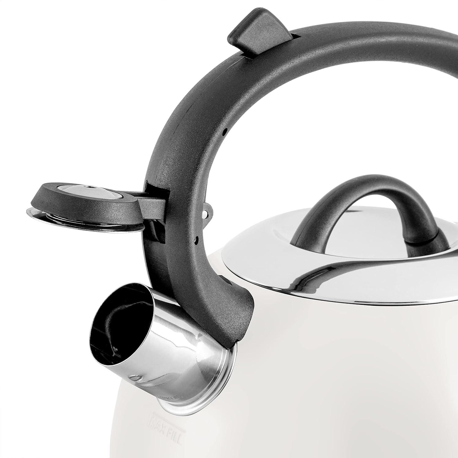 image:imageMr Coffee Armidale 25QT Whistling Tea Kettle Large Brushed Stainless Steel Kettle for Stovetop Durable FastBoil Tea PotLinen