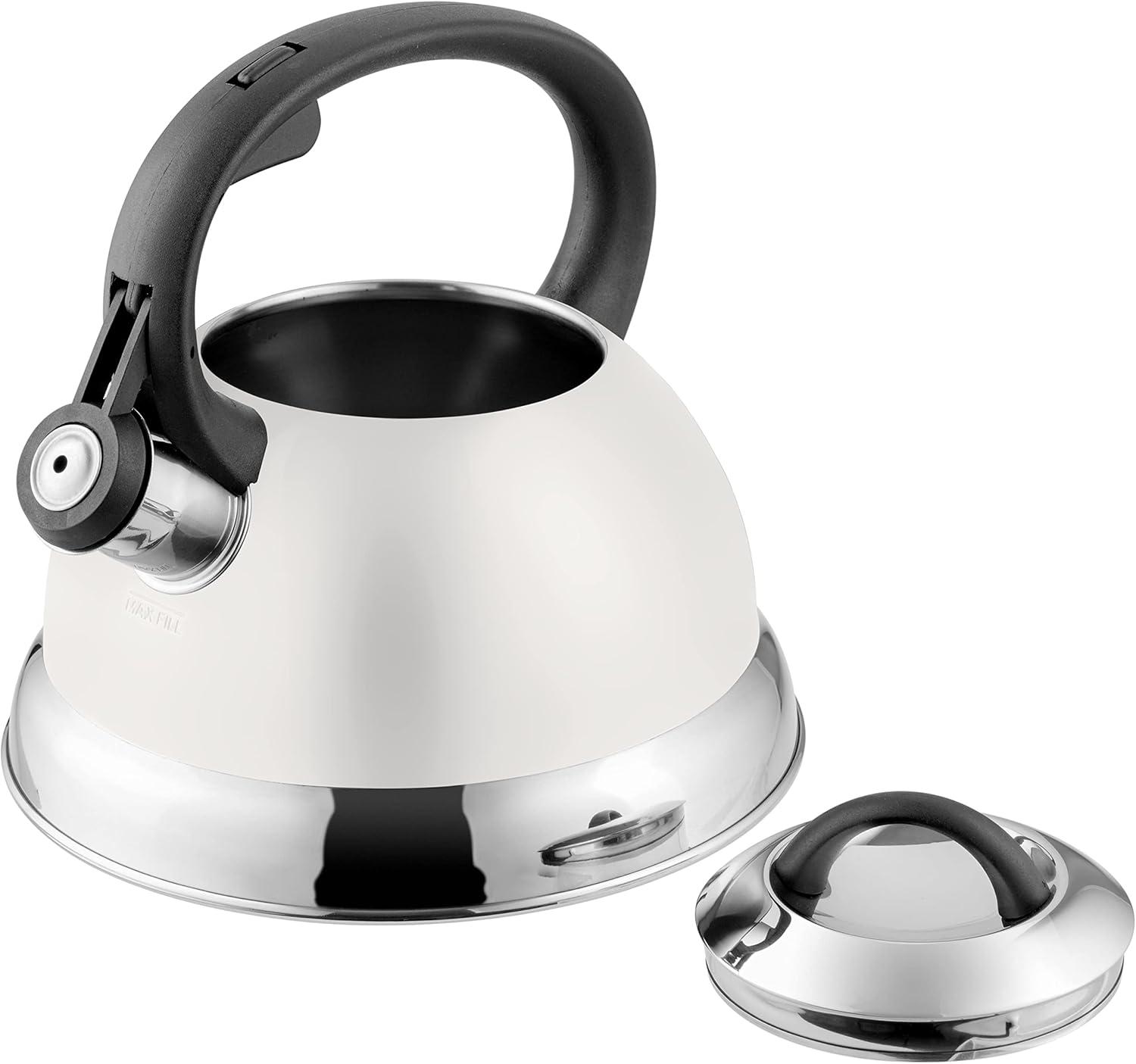 image:imageMr Coffee Armidale 25QT Whistling Tea Kettle Large Brushed Stainless Steel Kettle for Stovetop Durable FastBoil Tea PotLinen