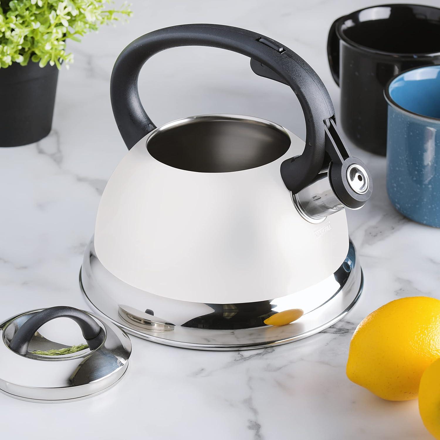 image:imageMr Coffee Armidale 25QT Whistling Tea Kettle Large Brushed Stainless Steel Kettle for Stovetop Durable FastBoil Tea PotLinen
