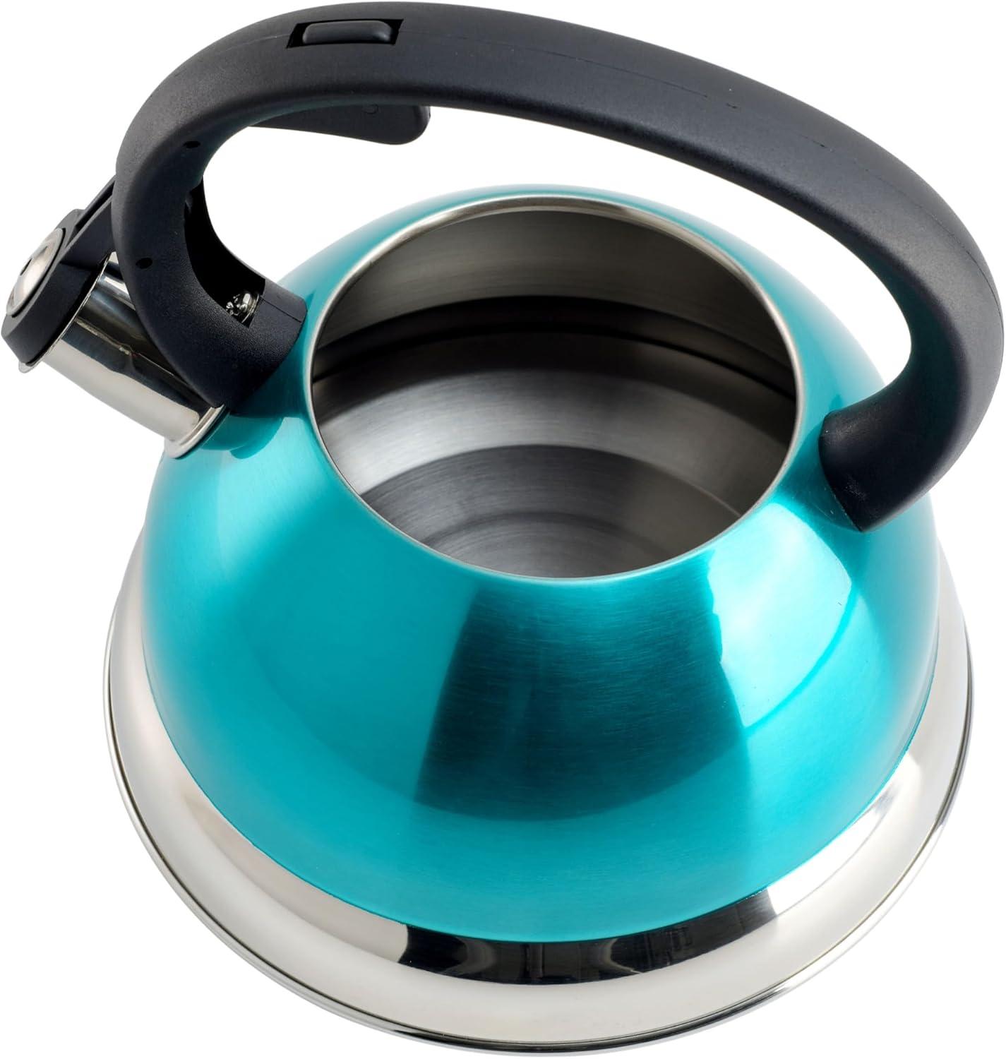 image:imageMr Coffee Armidale 25QT Whistling Tea Kettle Large Brushed Stainless Steel Kettle for Stovetop Durable FastBoil Tea PotMetallic Teal Green