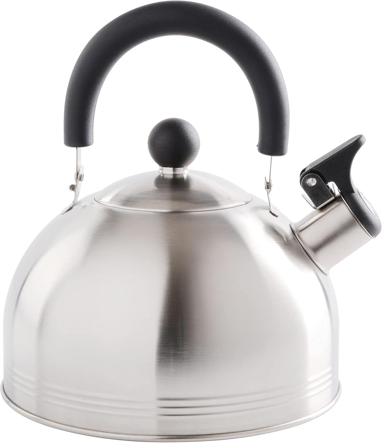 image:imageMr Coffee Carterton Stainless Steel Whistling Tea Kettle 15Quart Capacity Mirror Polish Finish Durable Tea Kettle for Stovetop Fast Boiling Easy Pouring Pack of 6Mirror Polish