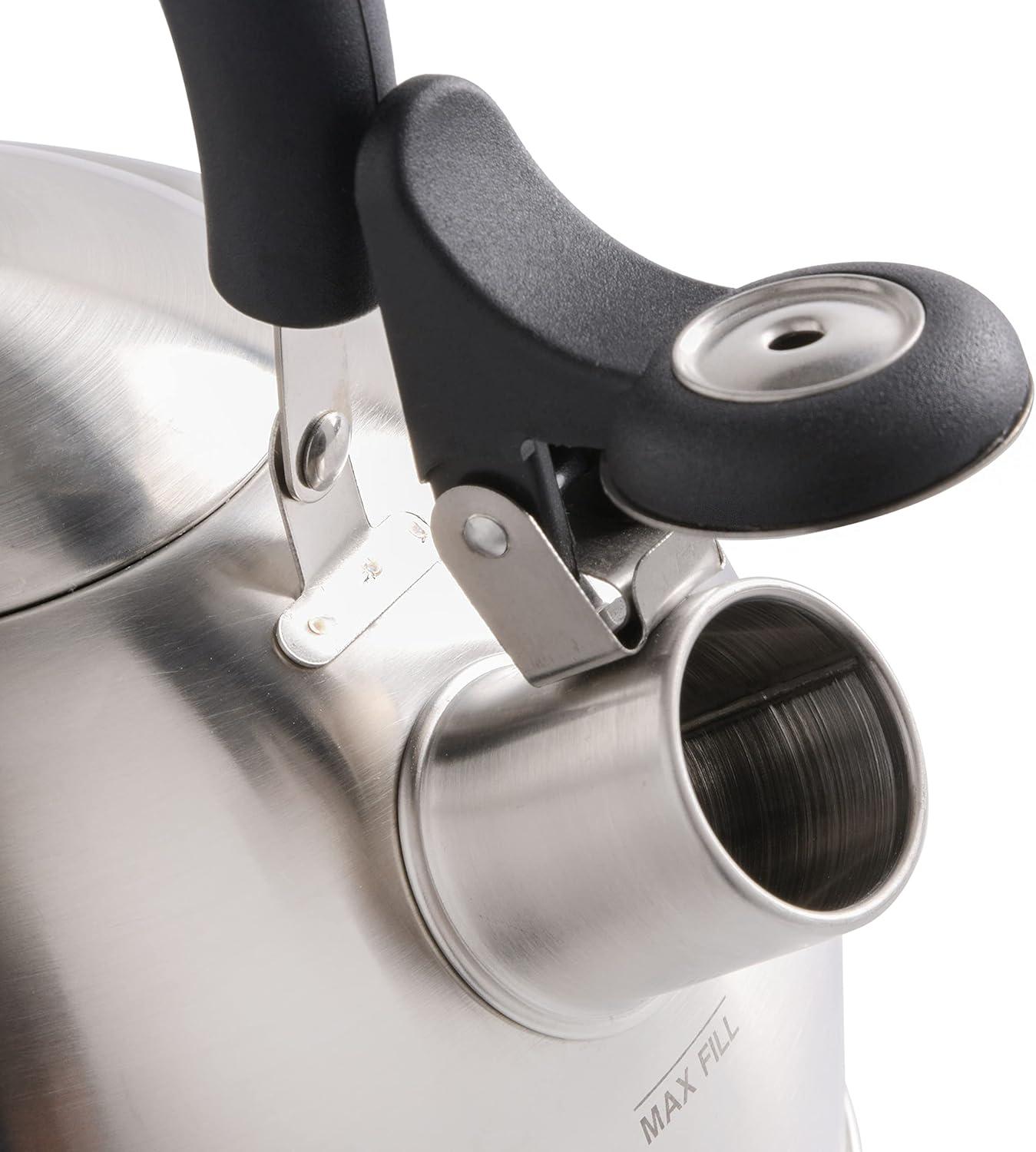 image:imageMr Coffee Carterton Stainless Steel Whistling Tea Kettle 15Quart Capacity Mirror Polish Finish Durable Tea Kettle for Stovetop Fast Boiling Easy Pouring Pack of 6Mirror Polish