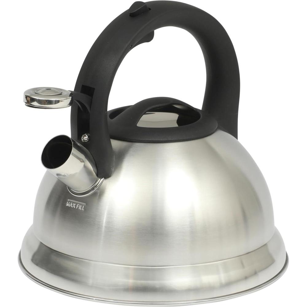 image:imageMr Coffee Armidale 25QT Whistling Tea Kettle Large Brushed Stainless Steel Kettle for Stovetop Durable FastBoil Tea PotBrushed Satin Hartbay