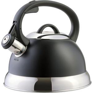 Mr. Coffee Armidale 2.5QT Whistling Tea Kettle, Large Brushed Stainless Steel Kettle for Stovetop, Durable Fast-Boil Tea Pot(Matte Black)